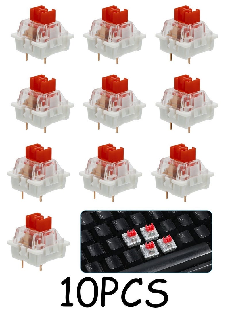 10 قطع Keyboard Switch Red Switches 3 دبوس مفتاح التبديل - Cherry MX مكافئ DIY مفاتيح قابلة للاستبدال للوحة المفاتيح الميكانيكية 45gf خطية / RGB / Dustproof - Image 1