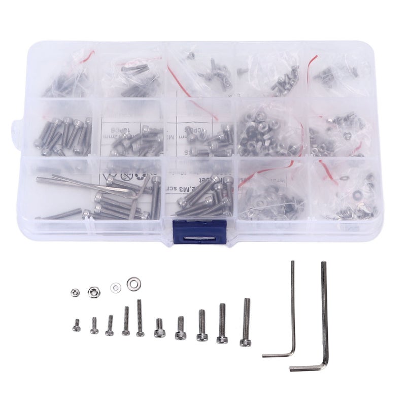 320pcs Screws Nuts Gasket Assortment Set 304 Stainless Steel M2 M3 Hex Bolts Washer Kit for Cars Trucks - Image 1