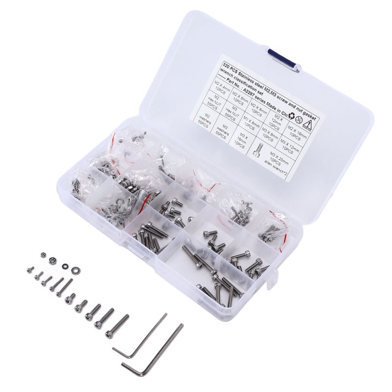 320pcs Screws Nuts Gasket Assortment Set 304 Stainless Steel M2 M3 Hex Bolts Washer Kit for Cars Trucks - Image 5