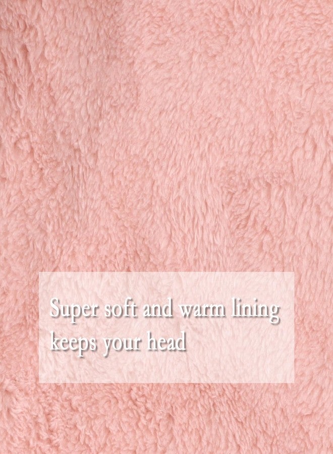 OMUKY Balaclava Hats for Women Cold Weather Thick Fluff Hats Adult Neck Face Cover Cap Ski Mask Neck Warmer, Light Pink, One size - Image 5