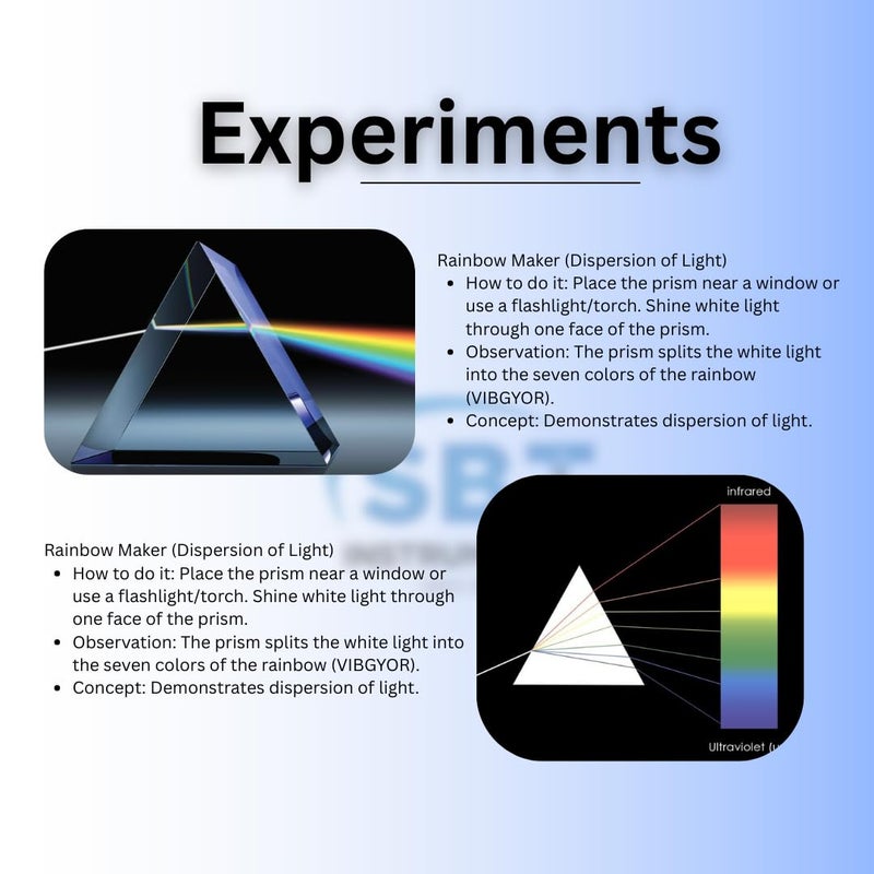 SBT INSTRUMENTS SBT Instrumetns Optical Glass Prism, Crystal Clear Right Angle Triangular Prism 50X50 MM for Light Refraction, Photography - Image 4