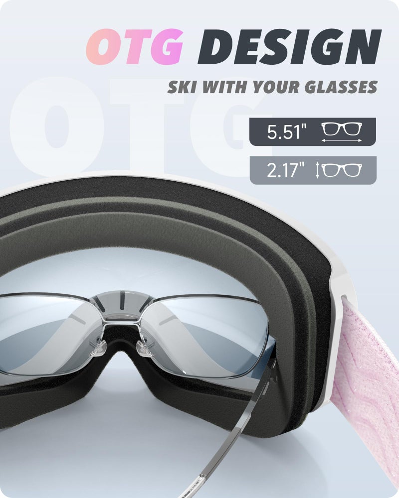 RIOROO Ski Goggles Snowboard Goggles for Men Women Adults Youth,Over Glasses OTG/100% UV Protection/Anti-fog/Wide Vision - Image 5