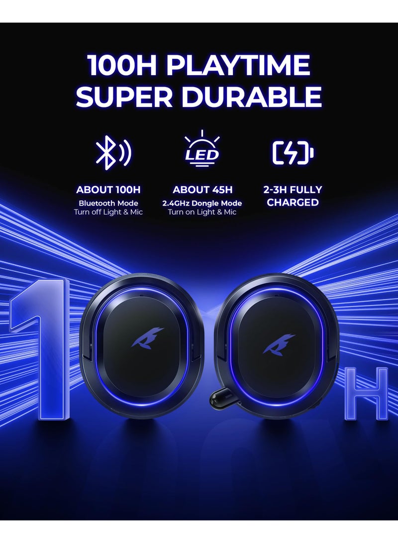 بيكن سماعة ألعاب لاسلكية 2.4G، صوت محيطي 7.1، سماعات ألعاب USB 2.4GHz مع ميكروفون إلغاء الضوضاء ENC، سماعة بلوتوث لجهاز الكمبيوتر PS5 PS4 ماك سويتش - Image 3