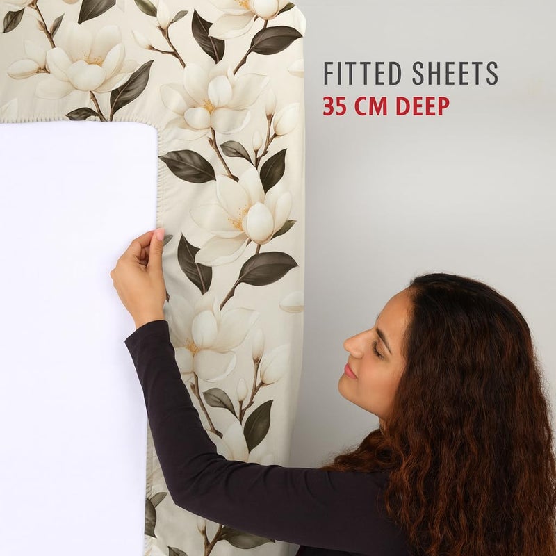 Amali  6 Pieces Bedsheet Set King Size (200 x 200+35cm) Polycotton Including 1 Duvet Cover 1 Fitted Sheet 2 Oxford & 2 Standard Pillowcases Durable & Long Lasting Quality - Image 4