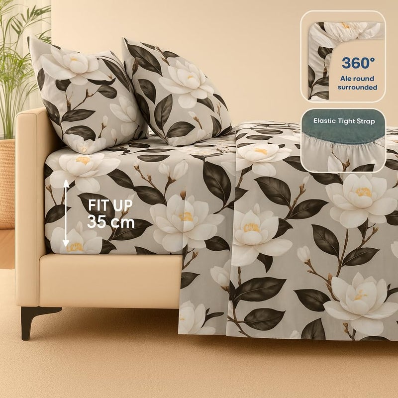 Amali  6 Pieces Bedsheet Set King Size (200 x 200+35cm) Polycotton Including 1 Duvet Cover 1 Fitted Sheet 2 Oxford & 2 Standard Pillowcases Durable & Long Lasting Quality - Image 2