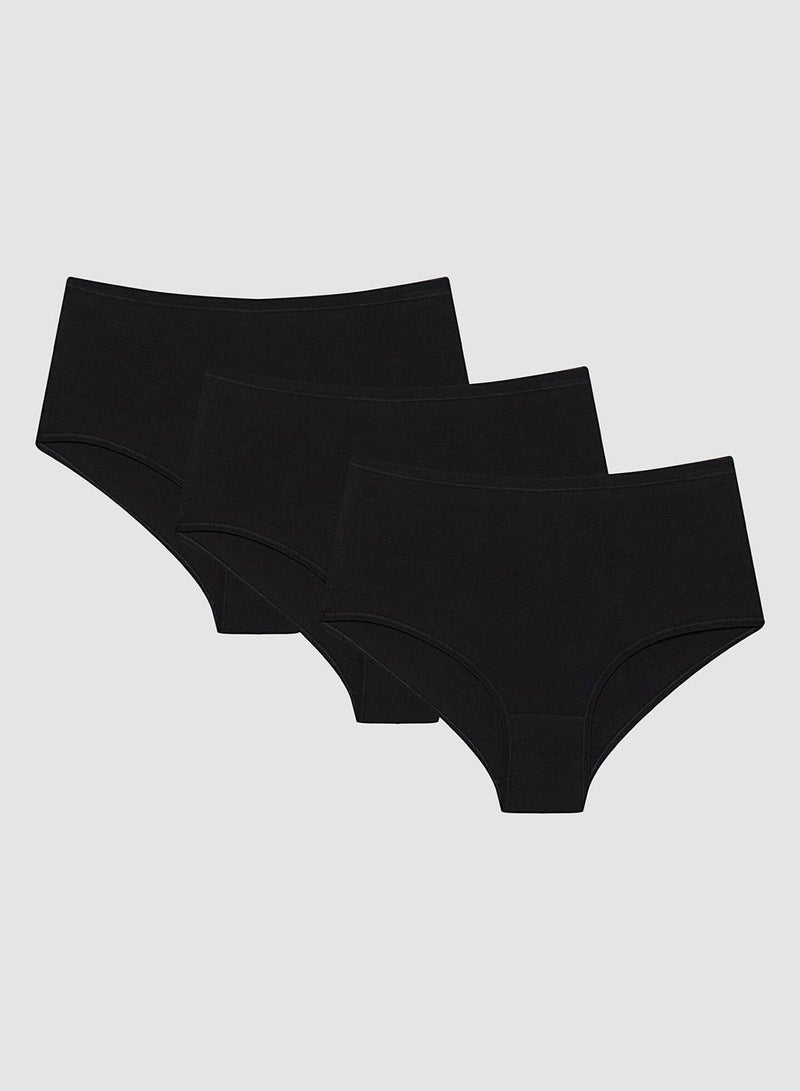 Penti Black Cotton High Waist 3-pack Briefs - Image 1