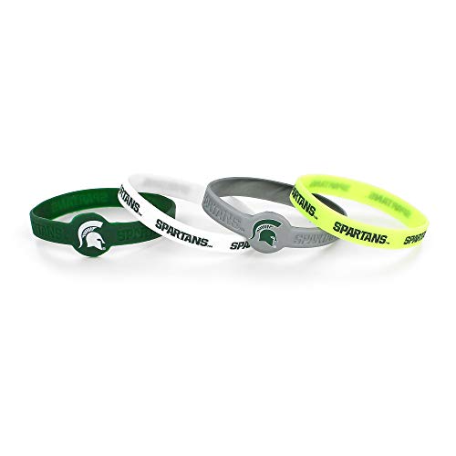 aminco NCAA Michigan State Spartans Silicone Bracelets, 4-Pack - Image 1