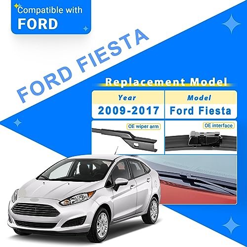 Raintok شفرات مساحات الزجاج الأمامي RAINTOK بديل لسيارة فورد فيستا 2009-2017 جودة المصنع الأصلية مجموعة شفرات المساحات الأمامية والخلفية لسيارتي - 26" 15" 12" (عبوة من 3) - Image 2