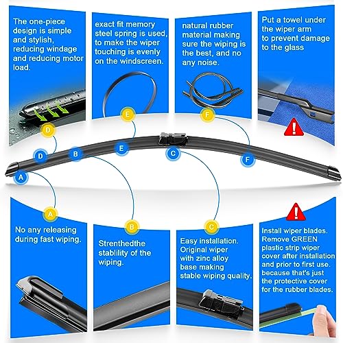Raintok شفرات مساحات الزجاج الأمامي RAINTOK بديل لسيارة فورد فيستا 2009-2017 جودة المصنع الأصلية مجموعة شفرات المساحات الأمامية والخلفية لسيارتي - 26" 15" 12" (عبوة من 3) - Image 3