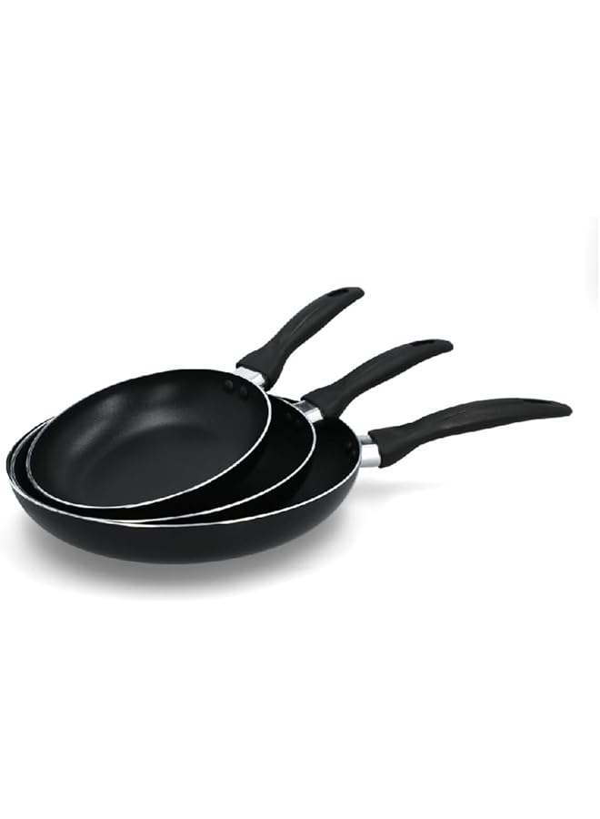 بارفيت طقم مقلاة ألومنيوم متينة غير لاصقة من 3 قطع باللون الأسود Hx 5003 3 B - Image 3