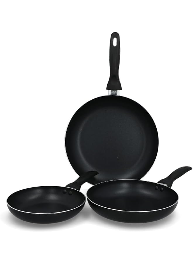 بارفيت طقم مقلاة ألومنيوم متينة غير لاصقة من 3 قطع باللون الأسود Hx 5003 3 B - Image 2