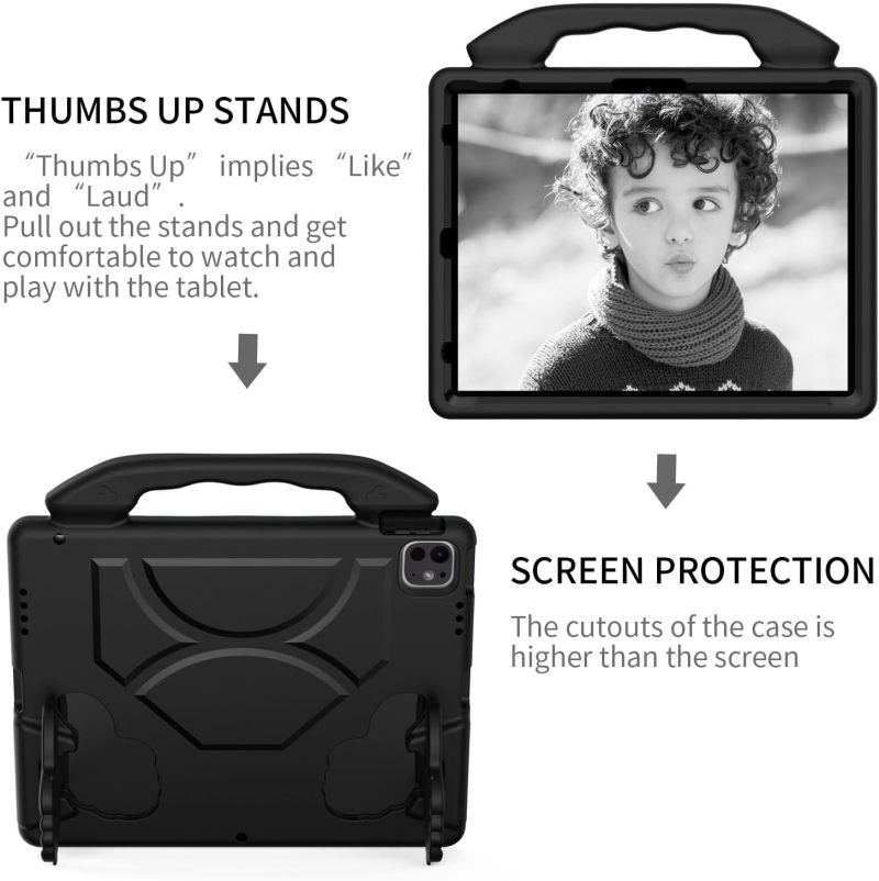 Kids Ipad Case 12.9-Inch 2021 2022 Ipad Pro Ultimate Drop-Proof Protection - Lightweight Built-In Handle Multi-Angle Stand for Kids Learning Play - Image 5