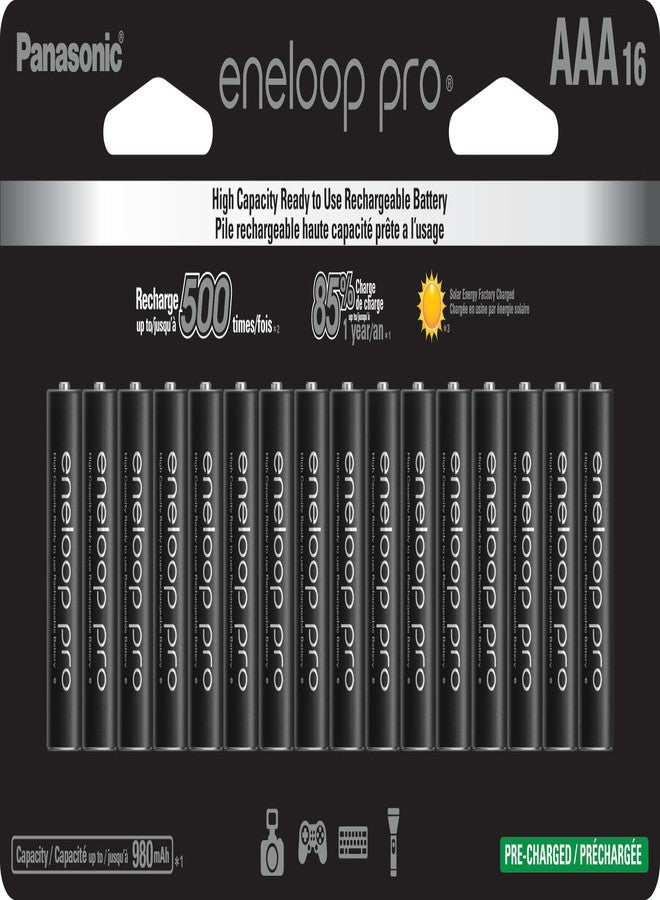 Eneloop Panasonic BK-4HCCA16FA pro AAA High Capacity Ni-MH Pre-Charged Rechargeable Batteries, 16-Battery Pack - Image 1