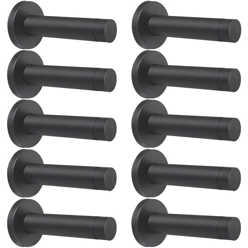 DOKU HOME DOKU 10Pcs Door Stop, 3.5 Inch Heavy Duty 304 Stainless Steel Door Stopper with Rubber Tips Bumper, Wall Mounted Door Holder Protection Sound Dampening, Matte Black - Image 1