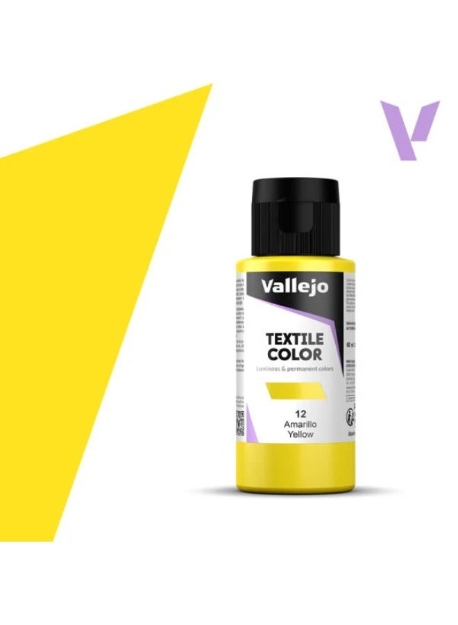 فاليجو طلاء أقمشة أصفر 12 – زجاجة 60 مل بلمسة نهائية غير لامعة قابلة للغسل