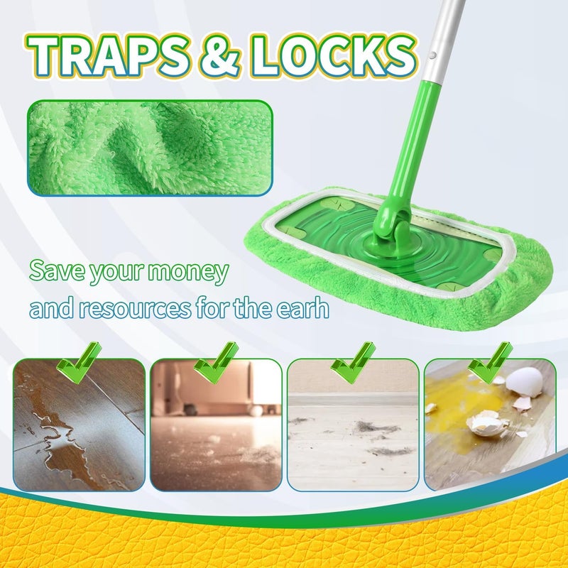 AmaVins Reusable 100% Coral Fleece Mop Pads Compatible with Swiffer Sweeper, 3 Pack Wet and Dry Flat Cover - Image 5