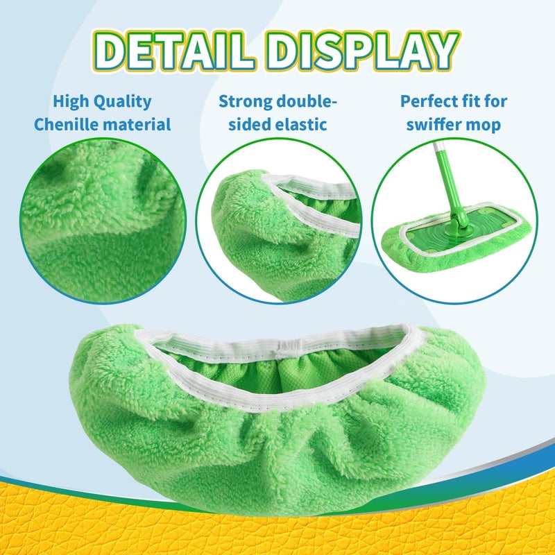 AmaVins Reusable 100% Coral Fleece Mop Pads Compatible with Swiffer Sweeper, 3 Pack Wet and Dry Flat Cover - Image 3