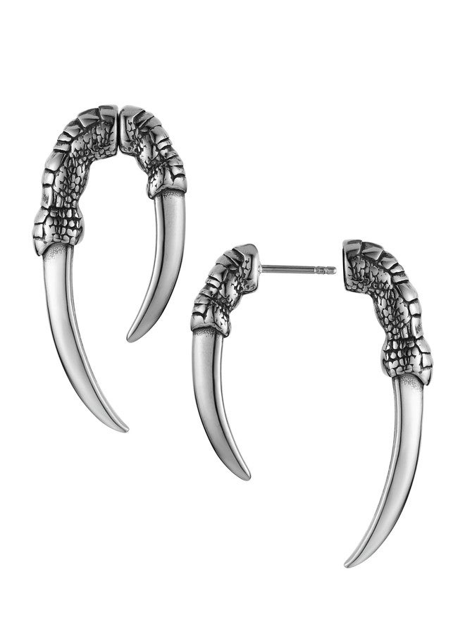HZMAN Stainless Steel Dragon Claw Stud Earrings for Men Women Gothic Punk Piercing Sharp Claw Earring Jewelry Gift (Large) - Image 1