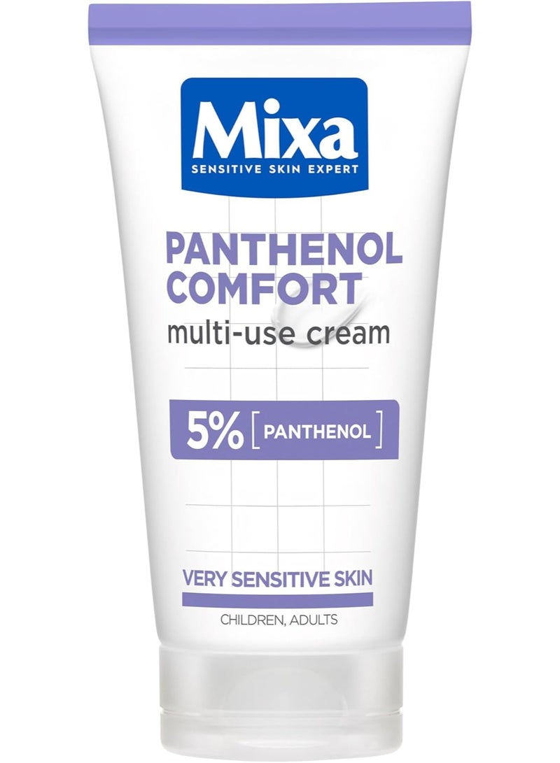 Mixa Cream, Panthenol Comfort Multi-Use Cream, Sensitive and Eczema-Prone skin, 13% Panthenol, Glycerin and Omegas 6&9, For Face, Body, Hands & Adults and Babies, Hypoallergenic 50ml