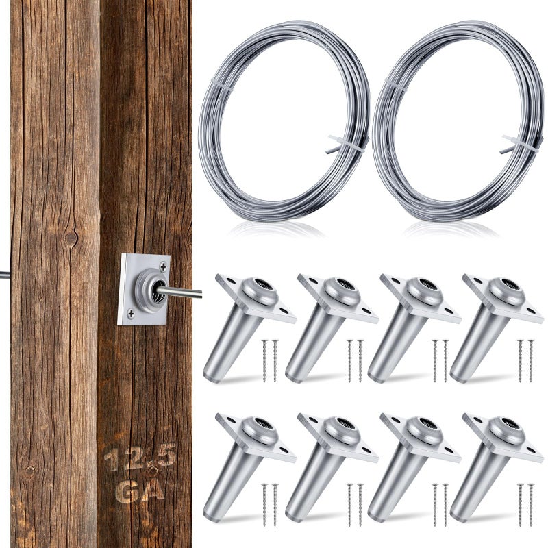 Chumia 8 Pcs Anchor Wire Vise Anchor Vise with Screws Grape Trellis 2 Rolls Galvanized Wire Stainless Steel Wire Braces Wire for Tightening 125 Gauge Wire to Build Trellises Vineyards Fences and Arbors - Image 2