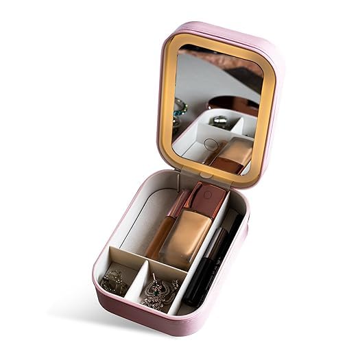 KACHKIT LED Makeup Box with Smart Mirror Rechargeable MultiColor Lighting and Compact Travel Design  Storage Jewellery  Cosmetic BoxMulticolor - Image 1