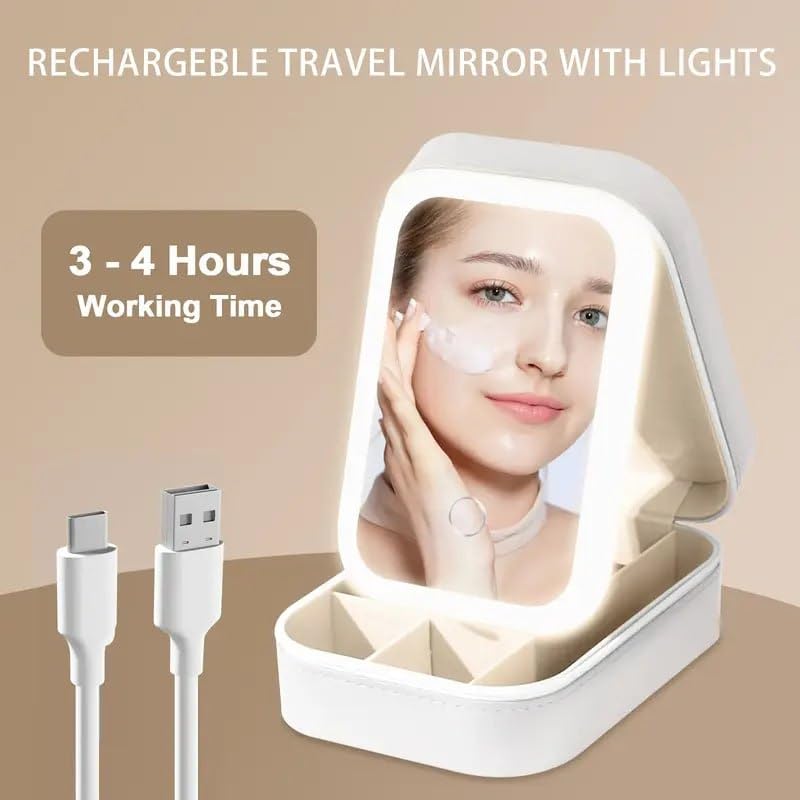 KACHKIT LED Makeup Box with Smart Mirror Rechargeable MultiColor Lighting and Compact Travel Design  Storage Jewellery  Cosmetic BoxMulticolor - Image 3
