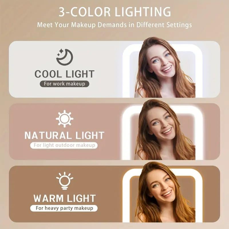 KACHKIT LED Makeup Box with Smart Mirror Rechargeable MultiColor Lighting and Compact Travel Design  Storage Jewellery  Cosmetic BoxMulticolor - Image 5