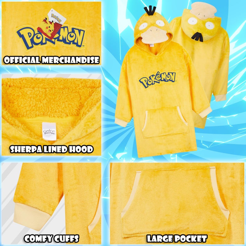 Pokemon Boys Oversized Hoodie with Sherpa-Lined Hood - Blanket Hoodies for Kids (Yellow Psyduck) - Image 4