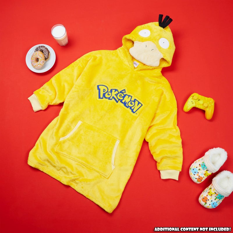 Pokemon Boys Oversized Hoodie with Sherpa-Lined Hood - Blanket Hoodies for Kids (Yellow Psyduck) - Image 2