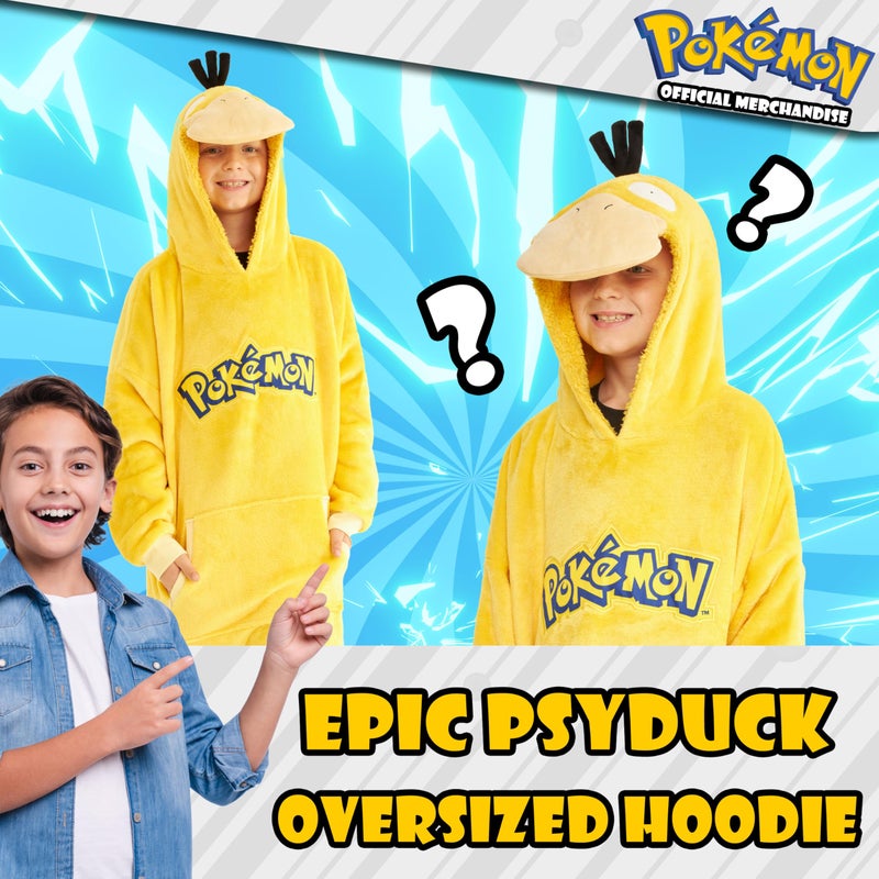 Pokemon Boys Oversized Hoodie with Sherpa-Lined Hood - Blanket Hoodies for Kids (Yellow Psyduck) - Image 3