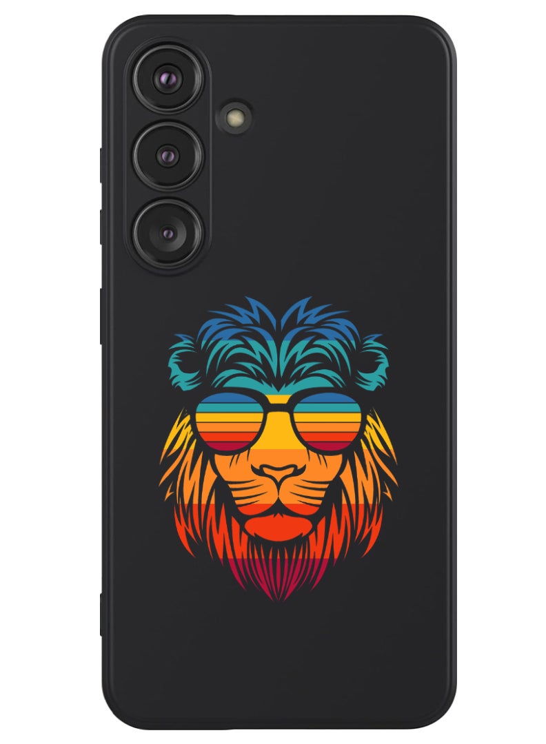 Theodor Protective Slim Fit Case Liquid Silicone Cover with Full Body Protection Anti-Scratch Shockproof Case For Samsung Galaxy S24 (Black) - lion - Image 1