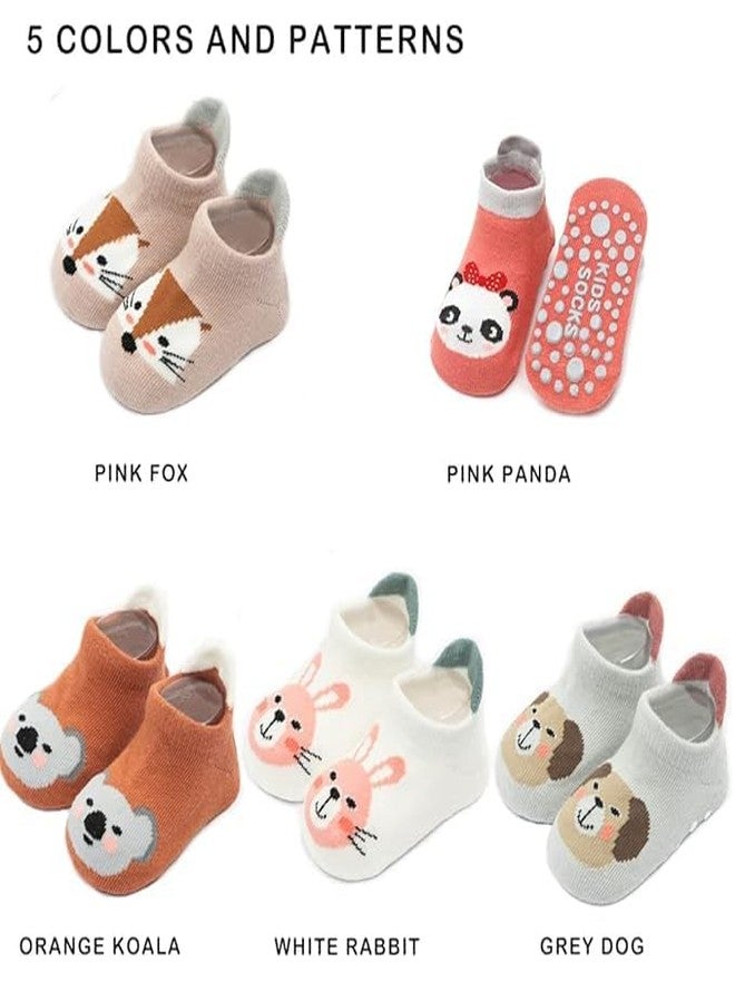 Zomify 5 Pairs Baby Socks Non Slip Toddler Socks Kids Cotton Grip Socks Anti Skid with Gripper Cartoon Pattern for Boys Girls 0-4 Years (Tom And Jerry Socks) - Image 2