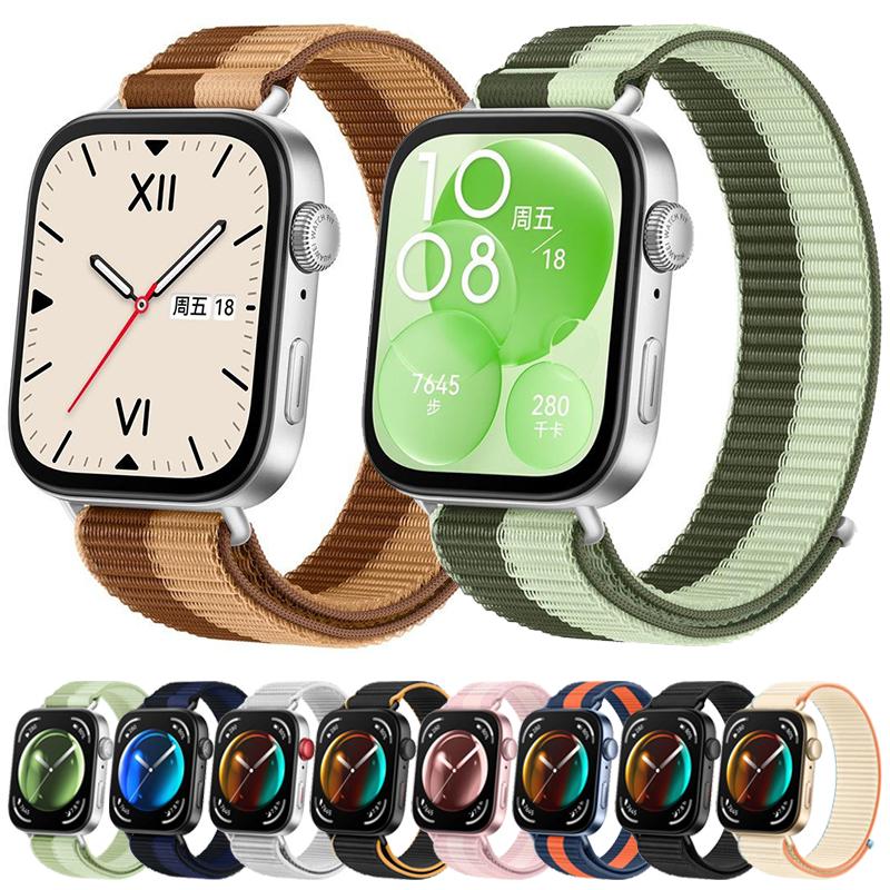 erorex For Huawei Watch Fit 4 Pro / Fit 4 / Fit 3 Nylon Loop Hook And Loop Fastener Watch Band(Lime Green Mint Green) - Image 2