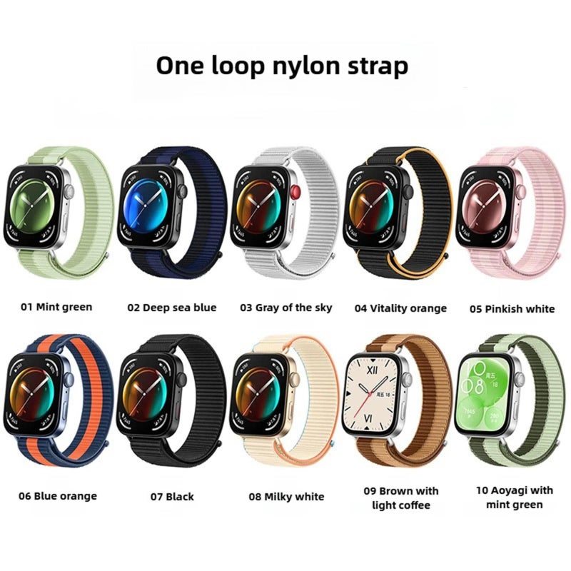 erorex For Huawei Watch Fit 4 Pro / Fit 4 / Fit 3 Nylon Loop Hook And Loop Fastener Watch Band(Lime Green Mint Green) - Image 3