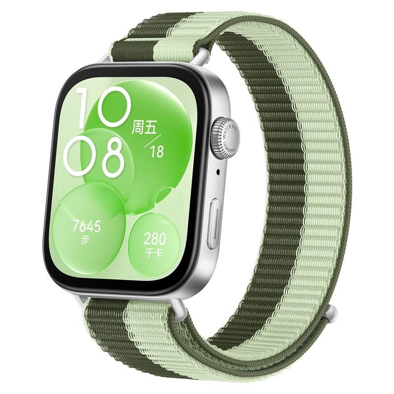 erorex For Huawei Watch Fit 4 Pro / Fit 4 / Fit 3 Nylon Loop Hook And Loop Fastener Watch Band(Lime Green Mint Green) - Image 1