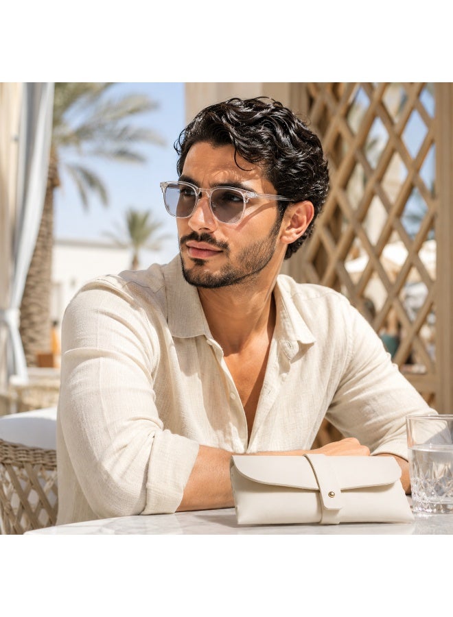 Photochromic Half Rim Sunglasses with Protective Case,  White - Image 4