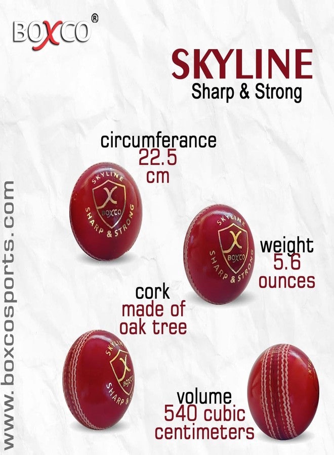 BOXCO Skyline Hand Stiched Four Piece Cricket Leather Ball for T20, One Day and Test Matches (Red) (Pack of 4) - Image 5