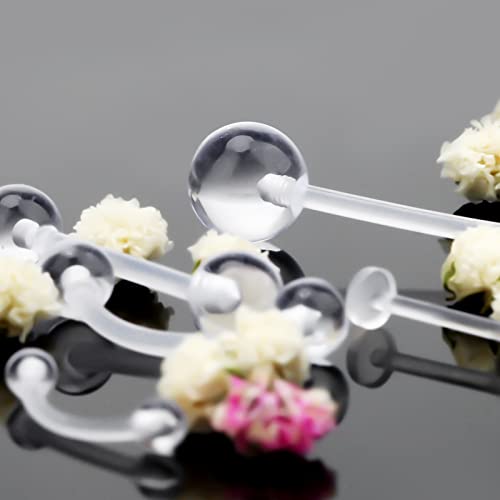 CrazyPiercing 45pcs Clear Piercing Retainers Bioflex Nose Tongue Nipple Belly Rings Assorted Clear Plastic Body Piercing Jewelry for Women Man (45 Pieces) - Image 5