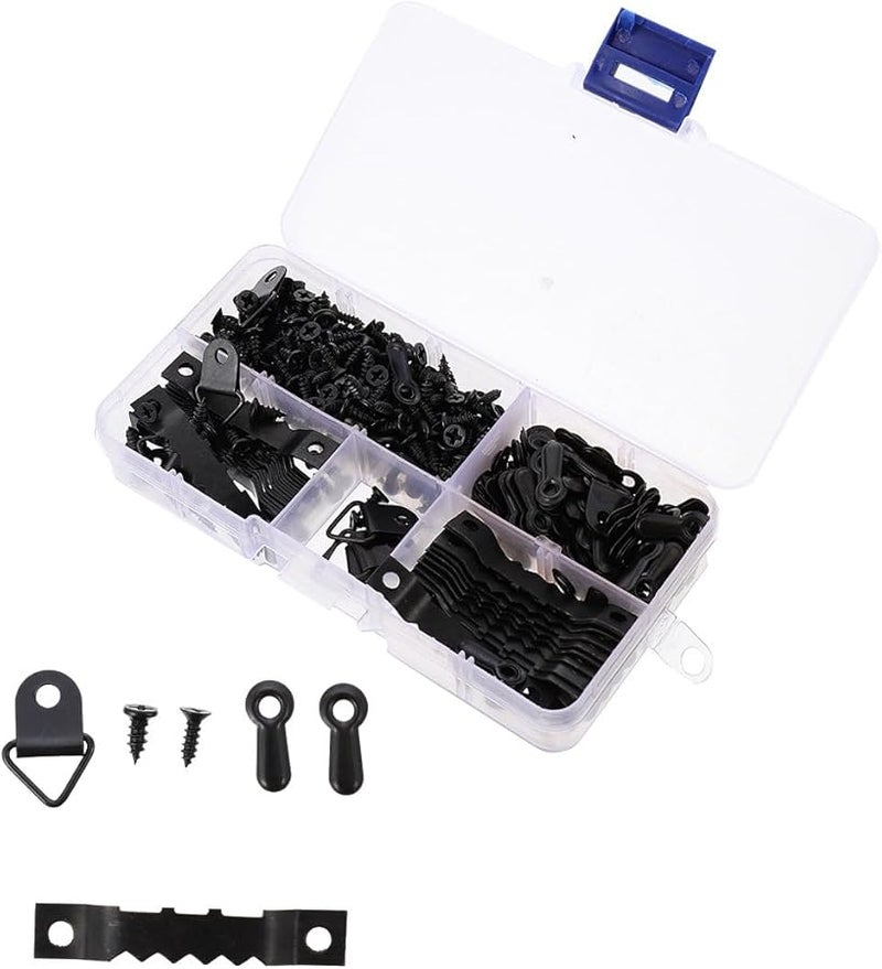 مجموعة علاقات الصور السوداء 550 قطعة خطافات مثلثة مسننة متينة للإطارات والصور والملصقات - Image 1