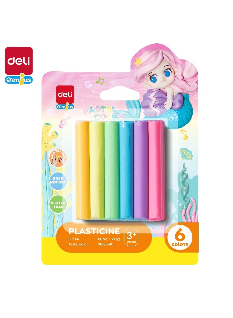 Deli دلي EH714 بلاستيسين 6 ألوان 70 جرام - مثالي للعب الحرف اليدوية الإبداعية - Image 1