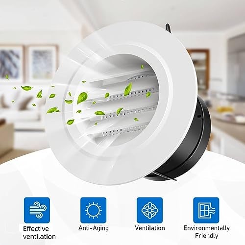 Hon&Guan 3 in Soffit Exhaust Vent, Dryer Vent Cover Round 3 Inch Vent Cover with Built-in a Fly Screen for Bathroom Office Home (ø75mm) - Image 4
