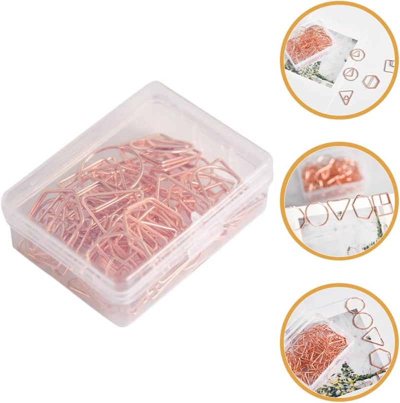 Decorative Paper Clips Rose Gold 60pcs Geometric Metal Office Clips Multi-use Small Paperclips for Document Organizing and School Supplies Style - Image 5