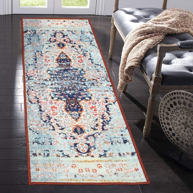 3D PRINTED POLYESTER VINTAGE PERSIAN BEDSIDE RUNNER CARPET RUG ANTI SKID BACKING FOR HOME/KITCHEN/LIVING AREA/OFFICE ENTRANCE (56 X 140 CM, MULTI) PACK OF 1