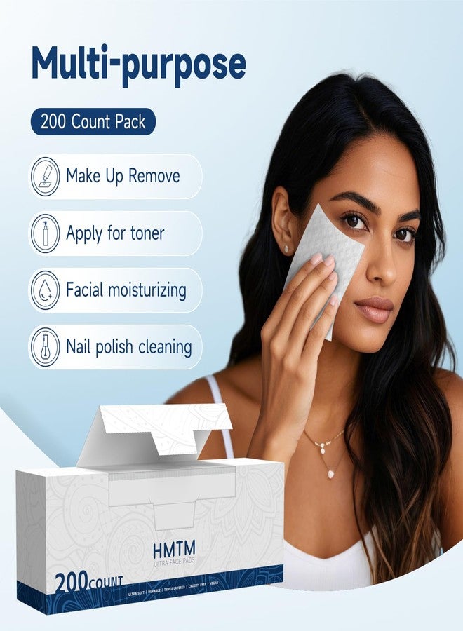HMTM Cotton Pads, 100% Pure Cotton and Lint Free, 200 Count, Cotton Rounds for Face, Natural for Makeup Remover, Nail Polish Remover, Suitable for All Skin Types - Image 5