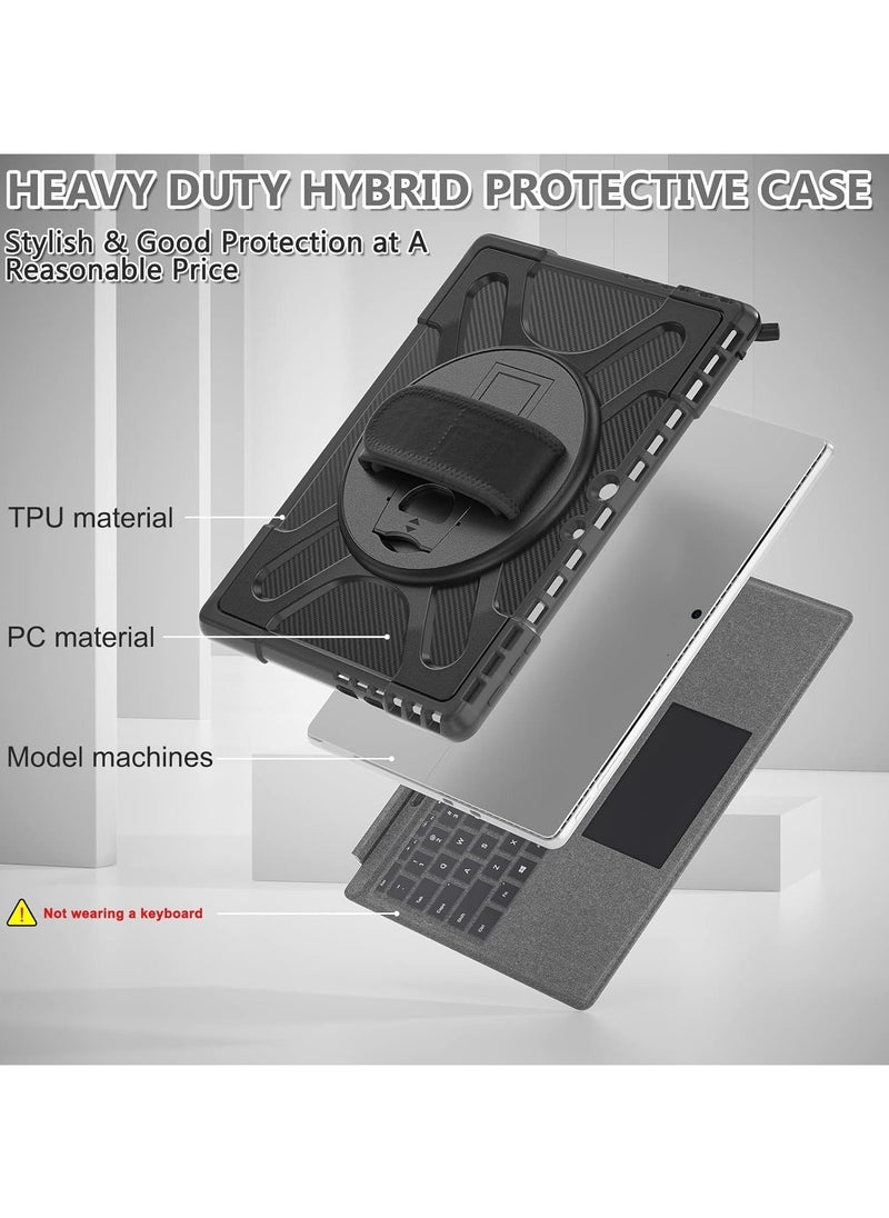 General Compatible with Microsoft Surface Pro 9/10/11 Cases 13-inch, Heavy Duty Rugged Shockproof Drop Case with 360 Degree Swivel Stand, Hand Strap Compatible Keyboard Cover Keyboard  - Image 3