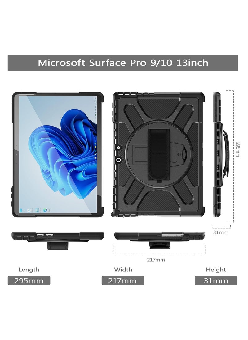 General Compatible with Microsoft Surface Pro 9/10/11 Cases 13-inch, Heavy Duty Rugged Shockproof Drop Case with 360 Degree Swivel Stand, Hand Strap Compatible Keyboard Cover Keyboard  - Image 2