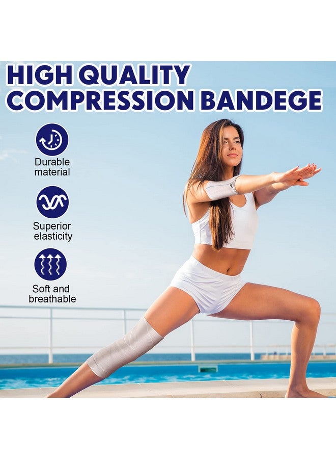 Reginary Reginary 20 Pack 4 Inch Elastic Bandage Wrap with Self Closure on Both Ends Athletic Stretchable Compression Bandage for Legs, Knees, Ankles, Wrists, Elbows, Shoulders (Blue Trim)  - Image 5