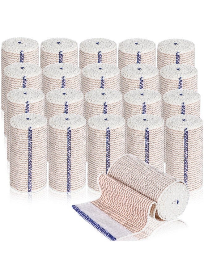 Reginary Reginary 20 Pack 4 Inch Elastic Bandage Wrap with Self Closure on Both Ends Athletic Stretchable Compression Bandage for Legs, Knees, Ankles, Wrists, Elbows, Shoulders (Blue Trim)  - Image 1