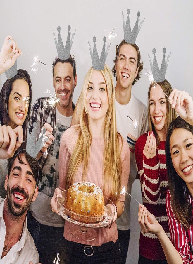 AMFIN قبعة حفلات تاج من AMFIN، لوازم حفلات بطابع الأمير والأميرة، لوازم حفلات أعياد ميلاد الأطفال، فضية اللون، بتصميم ملكي وملكي - Image 3