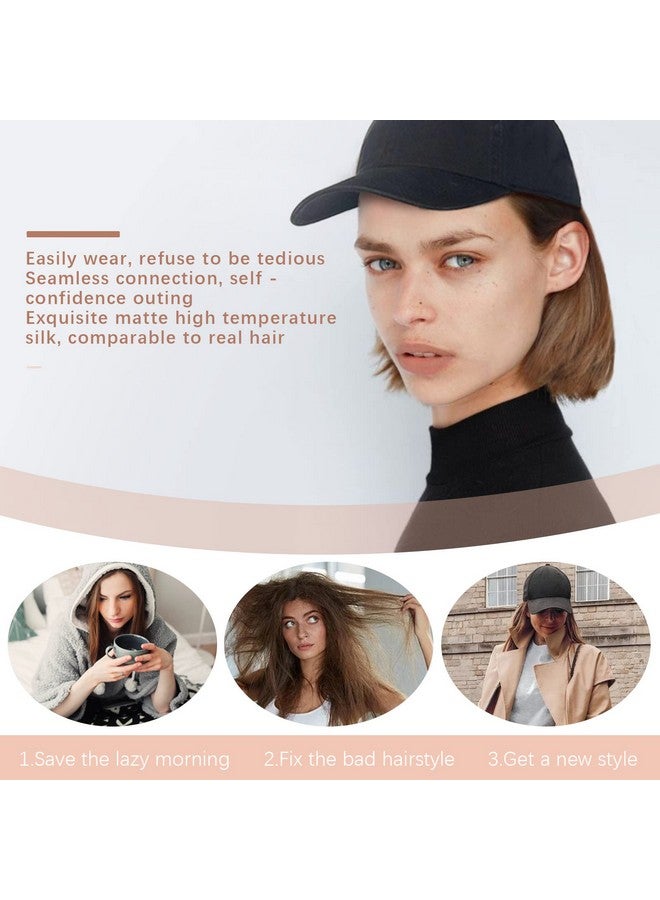 SEGO Baseball Cap With Hair Extensions For Women Heat Resistant Synthetic 6'' Adjustable Short Straight Hairpiece Replacement Wigs In Hat For Girls - Image 5